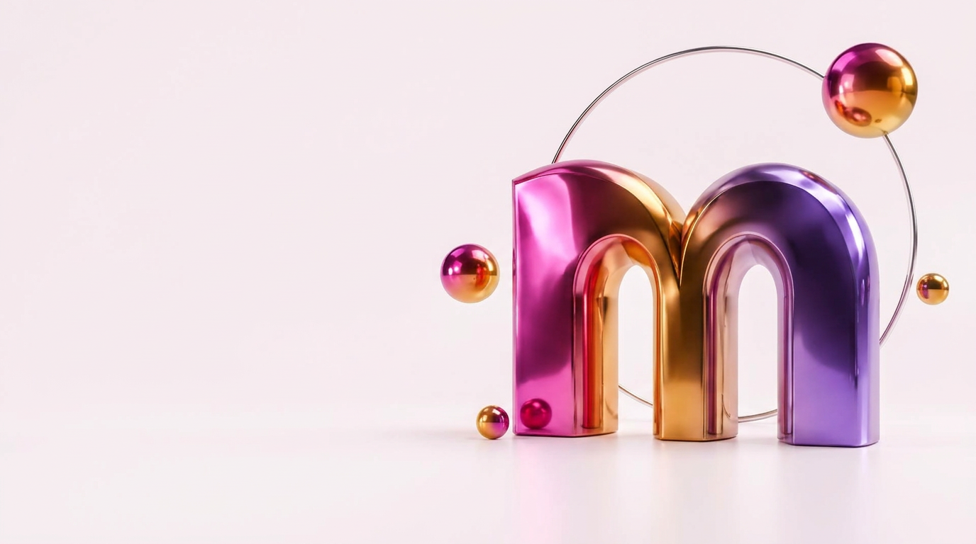 Skulpturalt m i lila krom – m-webbdesign